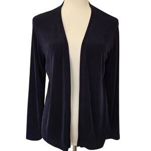 Chico's Travelers Slinky Knit Open Front Jacket Dark Blue Sz S/M Office Travel